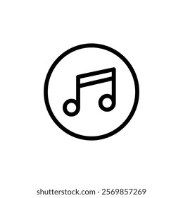 Music icon Black and white outline vector