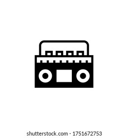 Music icon. Boombox icon in black flat glyph, filled style isolated on white background