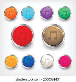 Music Icon Button set. Glossy Button Icon Set. Vector Illustration design vector
