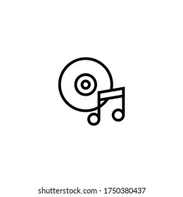 Music Icon With CD. cd music icon in black line style icon, style isolated on white background