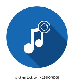 Music icon with clock sign. Music icon and countdown, deadline, schedule, planning concept. Vector icon