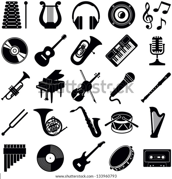 Music\
icon collection - vector silhouette\
illustration
