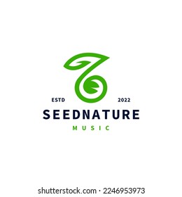music icon combine with seed nature icon logo design inspiration 3