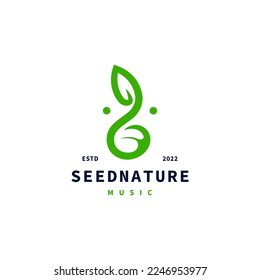music icon combine with seed nature icon logo design inspiration