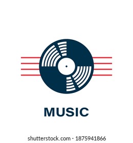 Music icon concept. Vinyl plate icon. Concept logo. Trendy design. Vector illustration