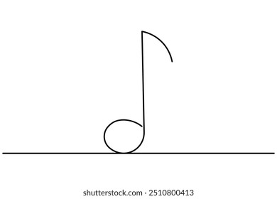 Music icon continuous one line drawing of isolated outline vector icon