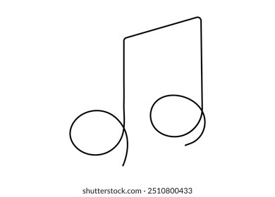 Icono de música dibujo continuo de una línea de Vector de contorno aislado