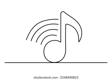 Ícone de música desenho contínuo de uma linha de arte da ilustração vetor contorno minimalista