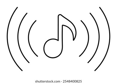 Music icon continuous one line art drawing of minimalist outline vector illustration