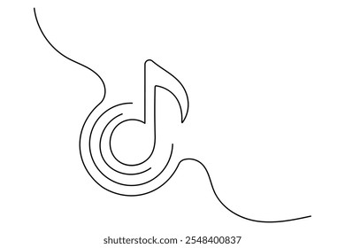 Music icon continuous one line art drawing of minimalist outline vector illustration