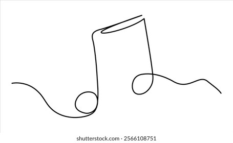 Music icon continuous one line drawing illustration