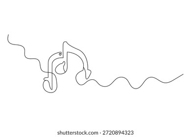 Icono de música Ilustración vectorial de contorno minimalista de una línea continua