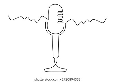 Icono de música Ilustración vectorial de contorno minimalista de una línea continua