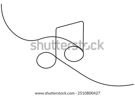 Music icon continuous one line drawing of isolated outline vector icon