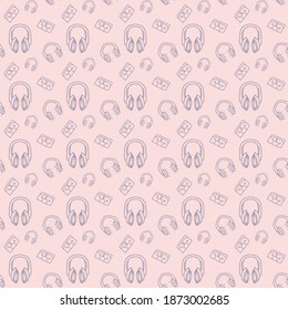 Music icon design background with seamless pattern style and integrated colors