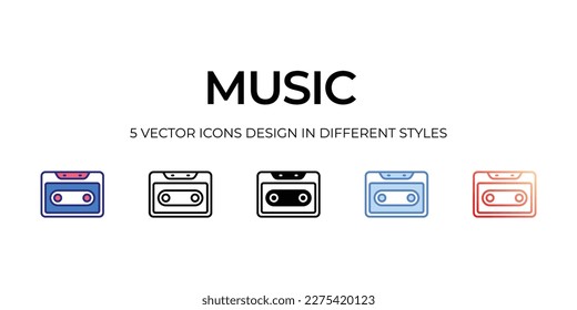 music Icon Design in Five style with Editable Stroke. Line, Solid, Flat Line, Duo Tone Color, and Color Gradient Line. Suitable for Web Page, Mobile App, UI, UX and GUI design.