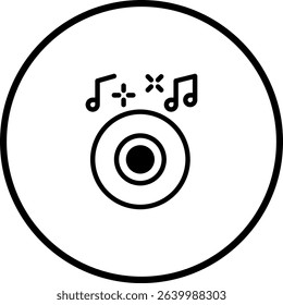 Music icon design with vinyl record symbol for audio entertainment and media platforms