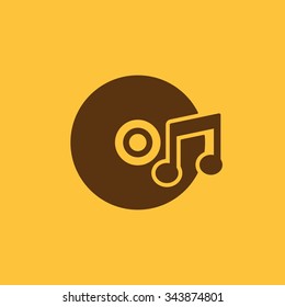 The music icon. Disc symbol. Flat Vector illustration