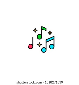 Music icon, flat design line art thin style, vector illustration. Festive carnivals in Brazil and Mardi Gras in Venice