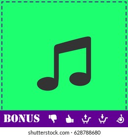 Music icon flat. Simple vector symbol and bonus icon