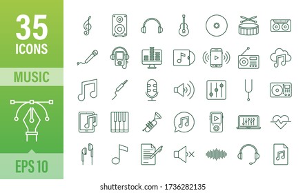 Icono de música en estilo plano. Música, voz, icono de grabación. Ilustración de material vectorial