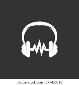 Music icon illustration isolated on black background sign symbol. Music vector logo. Headphones vector pictogram for web graphics - stock vector