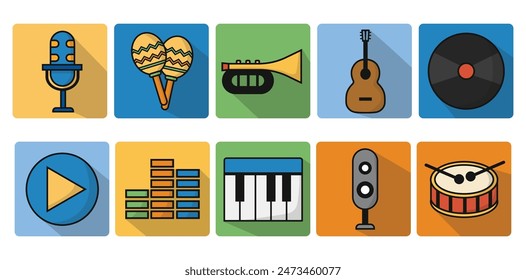 Music Icon Illustration Set Collection