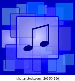 Music icon. Internet button on abstract background. 