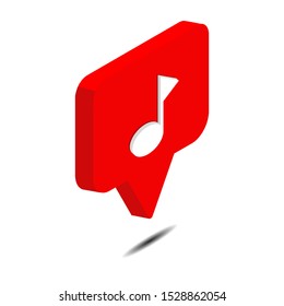 music icon isometric icon vector illustration isolated on white background. 3d isometric vector. Social media like vector icon. Web Design Graphic. Notification Icon.
