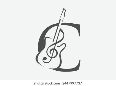 Music icon with latter C logo design creative concept