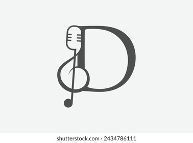 Music icon with latter D logo design creative concept