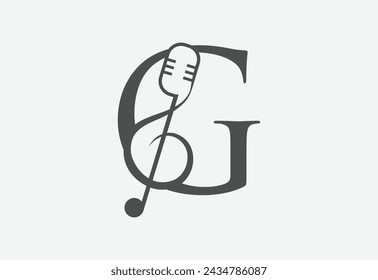 Music icon with latter G logo design creative concept