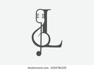 Music icon with latter L logo design creative concept