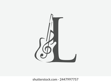 Music icon with latter L logo design creative concept
