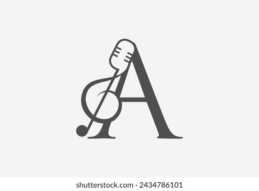 Music icon with latter A logo design creative concept