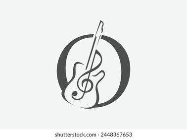 Music icon with latter O logo design creative concept