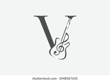 Musik-Ikone mit neuerem V-Logo-Design-Kreativkonzept