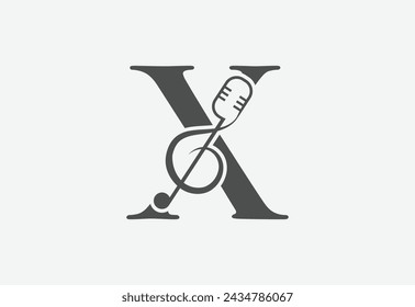 Music icon with latter X logo design creative concept