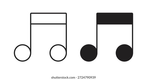 Icono de música en diseño de línea y colores sólidos en blanco y negro para diseños