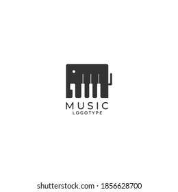 Music icon logo concept design vector template. Piano and elephant music logo vector