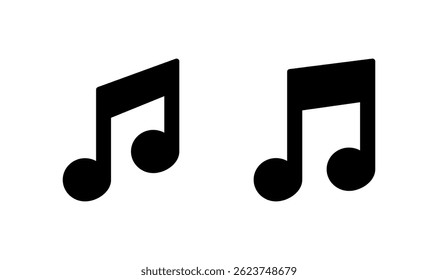 Diseño del logotipo del icono de la música. señal de la música de la nota y símbolo