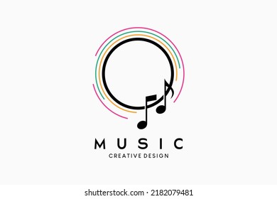 Music icon logo design or music symbol with creative creative concept in circle