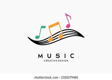Music icon logo design or music symbol creative concept, vector illustration