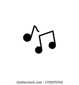 Music icon. Melody icon in black flat glyph, filled style isolated on white background
