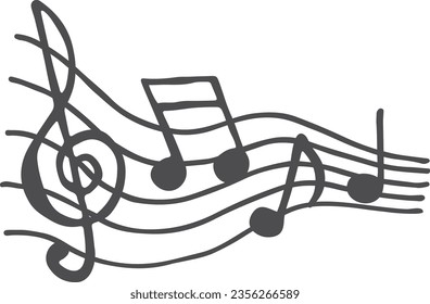 Music icon. Melody doodle. Note on stave symbol