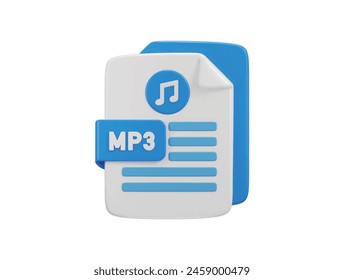 music icon with mp3 file format icon 3d rendering vector illustration