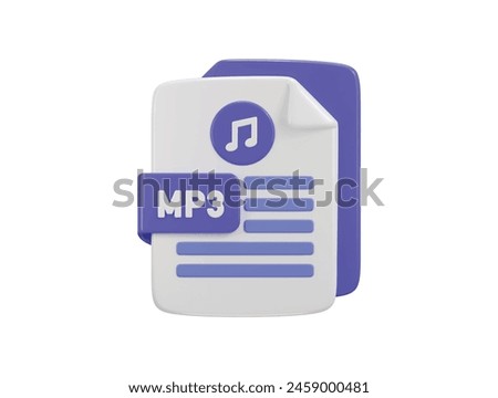 music icon with mp3 file format icon 3d rendering vector illustration