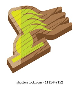 Music Icon Node in Isometric Like a wood toy for puzzle, Vector Illustration