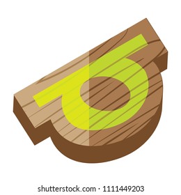 Music Icon Node in Isometric Like a wood toy for puzzle, Vector Illustration