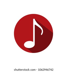 Music icon, note sign. Vector illustration, flat design.